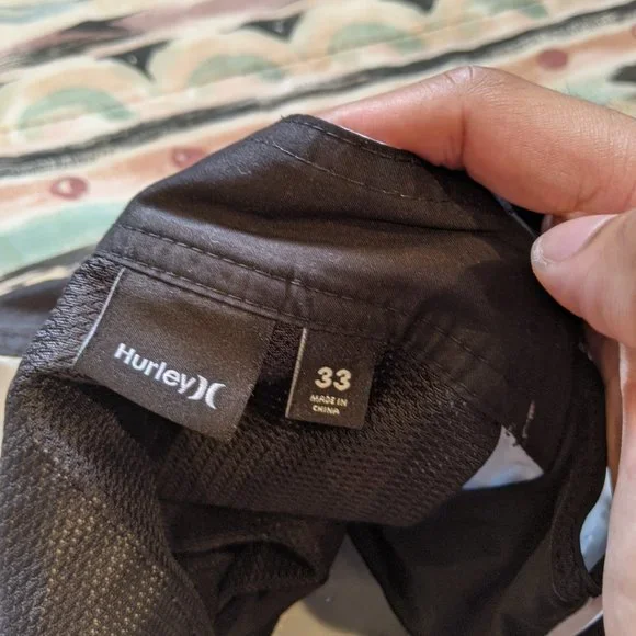 Hurley Surf Surfer Beach Men's Drawstring Black Gray Board Shorts Size 33 x 8.5" - Picture 4 of 7